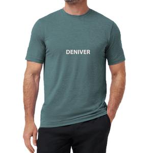 T-shirts décontractés à manches courtes pour hommes 100% coton de qualité supérieure léger extensible col côtelé bleu solide polyester/élasthanne - Product Image 5