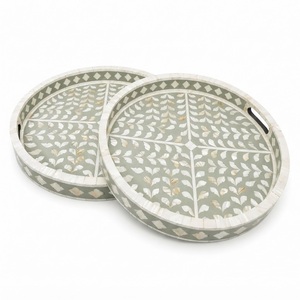 Handmade Mother of Pearl Inlay Tray Luxury MOP Serving Platter with Handles Rectangular Fish Scale <b>Mosaic</b> Decorative Tray - Product Image 3