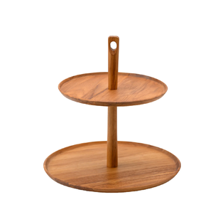 Support à gâteau unique en bois d'acacia à 2 niveaux, design tendance et élégant, support à gâteau en bois, best-seller - Product Image 3