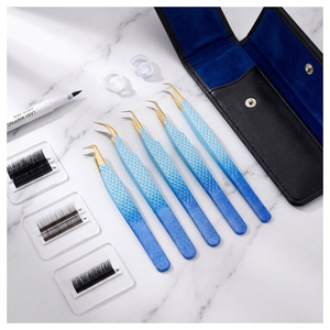 Hand Tested Fiber tip volume lash tweezers Eyelash Extension Tweezers Fine X Volume eyelash Tweezer Eyelash Extension <b>Tools</b> - Product Image 1