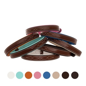 Stylish Blue Padded Leather Dog <b>Collar</b> with Fancy Stitching Personalized Solid Pattern Stainless Steel Rivet Decoration - Product Image 3