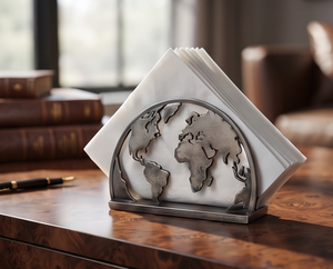Servilletero de Metal con Diseño de Mapa del Mundo y Continentes, Texturizado, para Cocina y Comedor, Venta al por Mayor - Product Image 3