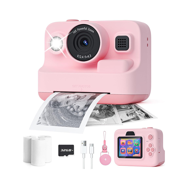 Sprite Cute Kids Instant Camera with CMOS Sensor MP3 & -Mini Digital Photo Printer for Birthday Gift