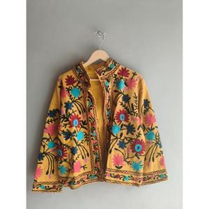 Hand Embroidered Floral Jacket Women Mandarin Collar Full Sleeve Spring Bohemian Style Cotton Woven Prairie Chic <b>gift</b> <b>for</b> <b>her</b> - Product Image 1
