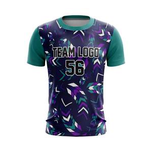 Camiseta Deportiva Sublimada para Hombre, Cuello Redondo, Secado Rápido, 100% Poliéster, Verde Azul, Diseño Abstracto, Talla Adulto - Product Image 2
