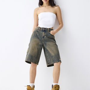 Shorts en jean pour femmes de haute qualité, coupe slim, style décontracté, séchage rapide, respirant, couleur personnalisée, shorts en jean pour femmes à prix de gros - Product Image 1