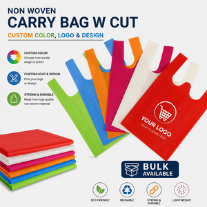 ถุงผ้า Non Woven พิมพ์โลโก้ตามสั่ง คุณภาพสูง เป็นมิตรกับสิ่งแวดล้อม แบบ W Cut ขนาด 10x14 ซม. ขายส่ง ราคาถูก ส่งออกจากอินเดีย - Product Image 2