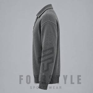 Suéter de Punto para Hombre, Color Sólido, Corte Holgado, Manga Larga, Cuello con Botones, para Otoño e Invierno - Product Image 4