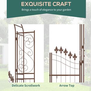 Arco da Giardino in Alluminio da 7 Piedi con Motivo Fleur De Lis, Porte con Chiusura, Scaffali Porta Piante e Supporto per Piante Rampicanti, Ideale per Cerimonie - Product Image 6
