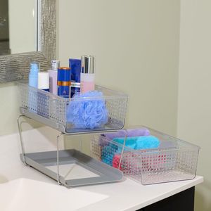 2-Tier Under Cabinet <b>Storage</b> Organizer with Pull Sliding <b>Drawers</b> for Kitchen Cleaning Supplies Sponges Bottles Undersink <b>Storage</b> - Product Image 3