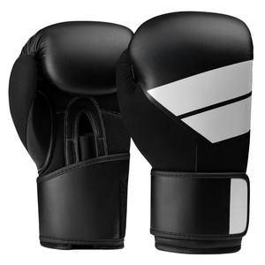 Black Faux Leather Boxing Gloves With <b>Velcro</b> Closure Breathable Training Gloves For Adults 14 Years & Up - Product Image 1