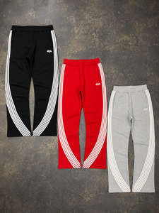 Custom <b>Men</b> <b>Wide</b> <b>Leg</b> Track Pants Contrast Side Stripe Straight <b>Leg</b> Sweatpants Casual Streetwear Jogger <b>Trousers</b> OEM Wholesale - Product Image 1