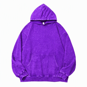 Sudadera con Capucha Extra Grande, Color Morado Sólido, con Bolsillo, Forro Polar, Algodón, Informal, para Otoño, Manga Larga, Tejida, para Hombre - Product Image 1
