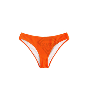 Women's Orange Bikini Set <b>Crossed</b> Halter <b>Top</b> Thong Bottom Solid Color Stretch Swimwear ladies bikini two piece set - Product Image 3