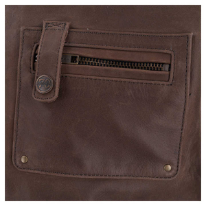 Chaqueta de Motociclista de Cuero Genuino para Hombre, Cuello Alto, Cierre de Cremallera, Forro de Piel Sintética, Estilo Motero para Invierno - Product Image 6