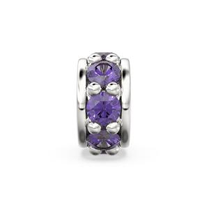 18K Solid Yellow Gold <b>Fine</b> <b>Ring</b> with 5mm Purple Amethyst Eternity Rondelle Wheel Bead - Product Image 3