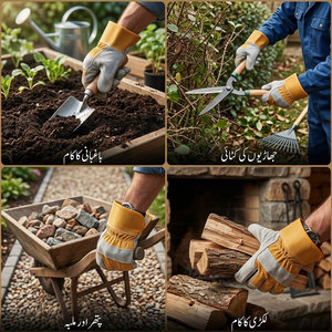 Nouvelles gants de sécurité en cuir de vachette pleine fleur, antistatiques, résistants à la chaleur, avec manchette caoutchoutée, usage général, durables - Product Image 5