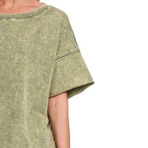 Acid Wash T Shirt Women Premium Quality Lightweight Fabric Comfortable Fit Trendy Streetwear Casual Fashion Outfit - Product Image 4