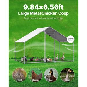 Grande Pollaio in Metallo 9.8x6.5x6.5ft con Tetto a Spiovente e Serratura di Sicurezza, Recinto per Galline con Copertura - Product Image 3