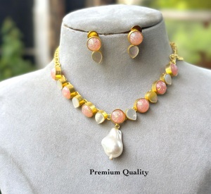 Trendy Premium Quality Kundan Necklace <b>Set</b> with <b>Earrings</b> <b>Gold</b> Plated Stone Look Ethnic Jewelry for Women Wedding Party Wear - Product Image 1