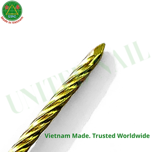 1-3/8\" X 0.81 Yellow Plated Steel Construction <b>Nails</b> Checkered Head Screw Shank | Clavos sueltos con recubrimiento amarillo - Product Image 5