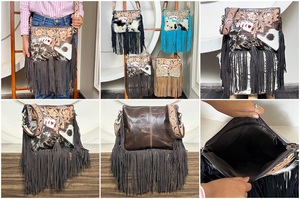 กระเป๋าหนังวัวแท้ทำมือพรีเมียมรุ่นใหม่ปี 2026 แบบสะพายข้าง แต่งพู่ห้อย ลายดอกไม้ ดีไซน์เนอร์ OEM ODM เหมาะสำหรับผู้หญิง - Product Image 3