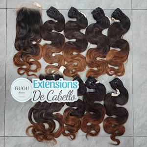 GUGU HAIR Cabello Humano Virgen Vietnamita Ondulado con Doble Trama a Máquina, Cierre de Tejido Súper Doble, Grueso, Sedoso y Liso, Ombre - Product Image 2