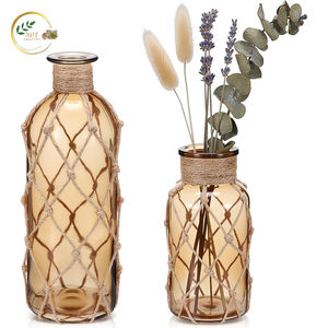 Vase à fleurs en jute rustique décoratif – Vase artisanal en fibres naturelles pour salon, table à manger et décoration intérieure - Product Image 2