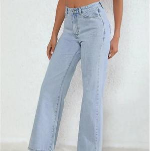 Pantalon évasé en denim pour femme, taille haute, coupe large, design personnalisé, décontracté, doux, haute qualité, vente en gros - Product Image 4
