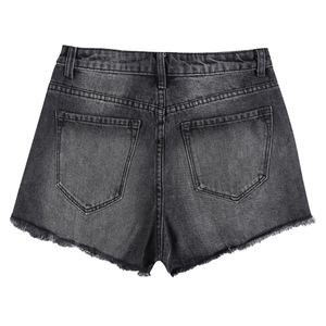 Shorts cargo en jean vintage sexy pour femme, taille haute, délavé, effiloché, déchiré, coupe skinny, style streetwear décontracté d'été, hot pants - Product Image 3