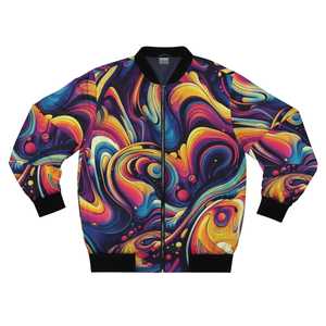 Blouson Bomber Homme Imprimé Abstrait Coloré Décontracté avec Fermeture Éclair Imperméable Respirant en Polyester Style Hiver Coupe Classique - Product Image 1