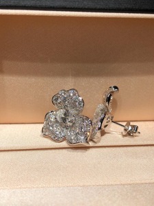 Flower Shape Oval Lab Grown Diamond Stud <b>Earrings</b> Solid 14K White Gold Minimalist Wedding Anniversary Party Women's Jewelry - Product Image 6