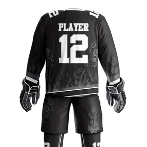 Custom Sublimated Ice Hockey Uniform Men's Moisture Wicking Polyester Jersey Pants With <b>Skull</b> Print Elastic Waist Athletic Fit - Product Image 5
