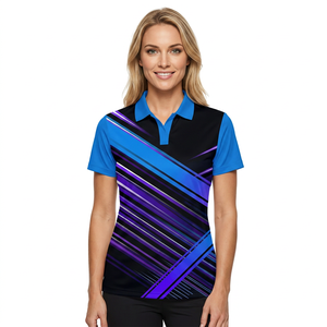 Polo de Manga Corta para Hombre con Estampado Abstracto en Bloques de Color Rosa, Azul y Blanco, de Secado Rápido, Tejido de Poliéster, Corte Casual - Product Image 2