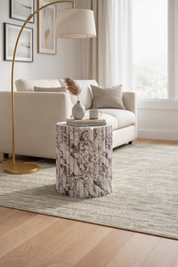 Table d'appoint de luxe en marbre cannelé, table cylindrique ronde en pierre pour salon, table cylindrique pour l'aménagement intérieur - Product Image 4