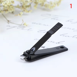 Coupe-ongles professionnel 1 pièce en acier inoxydable noir, coupe-ongles d'orteils, outil de coupe portable de forme plate pour doigts - Product Image 2