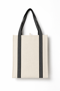 Custom Eco Friendly <b>Small</b> Canvas Tote Bag Striped Zipper Closure Shoulder <b>Handbag</b> Reusable Shopping Carryall for Travel Daily - Product Image 1