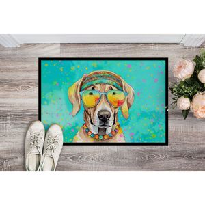 Weimaraner Hippie Dawg <b>Doormat</b> Non Slip <b>Washable</b> Low Pile 24H X 36W Indoor Outdoor Entryway Rug for Front Door - Product Image 2