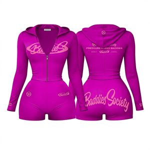 Combinaison noire à manches longues et à capuche pour femme, taille haute, sexy, imprimée, style clubwear - Product Image 6