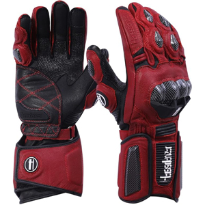 Heavy-Duty Leather Motocross <b>Gloves</b> for Men-Fleece Lined <b>Touchscreen</b> Non-Slip Premium Red/Black Winter Use - Product Image 2