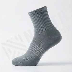 Ankle <b>Socks</b> Solid Gray Knitted Breathable Polyester Spandex <b>Running</b> Sports <b>Socks</b> for Adults Summer Use - Product Image 2