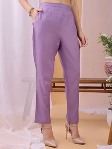 <b>Women</b> Lavender Embroidered <b>Kurta</b> Set With Pant And Dupatta Traditional Cotton KneeLength Casual Wear India Pakistan Style - Product Image 6