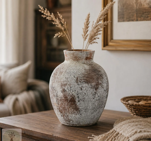 Vase en céramique rustique, pot en poterie émaillée, fait main, vintage, Wabi Sabi, décoration d'intérieur, fleur artificielle, trou de drainage pour jardin - Product Image 2