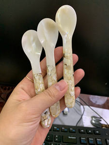 Cuillère élégante en nacre pour service d'œufs, cuillère en coquille naturelle irisée 12 cm, cuillère en nacre polie, prix usine, vente en gros - Product Image 4