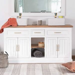 Mueble de baño doble Vandana Royal Spirit en acacia natural y blanco - Product Image 3