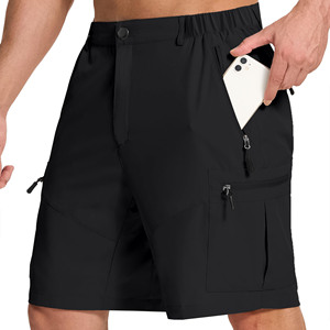 Fabricante de pantalones cortos cargo para hombre, de chambray, de corte holgado, con cierre de botones, OEM ODM, bordados, lavados, para gimnasio, hasta la rodilla - Product Image 1