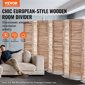 8 <b>Panel</b> Portable 66.9 Inches Tall Wood Folding Privacy <b>Screen</b> Indoor Louvered Partition Divider Elegant Wood Room Divider for - Product Image 2