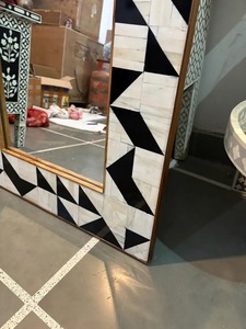 Miroir décoratif de qualité export de l'Inde / Cadre de miroir en os incrusté, miroir rond en corne naturelle - Product Image 2