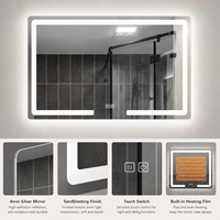 Miroir LED rectangulaire pour salle de bain, miroir mural rétroéclairé pour salle de bain moderne
