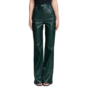 Pantalones de Cuero Clásicos, Corte Recto Atemporal, Prendas de Primera Calidad, Pantalones de Cuero PU a la Moda, Cintura Alta, Estilo Urbano Contemporáneo - Product Image 5